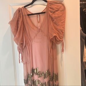 Juicy Couture Coral Mini Dress with Gold Sequins